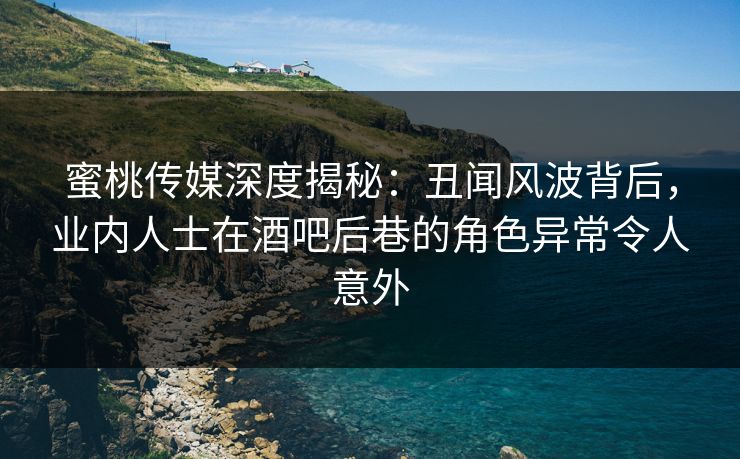 蜜桃传媒深度揭秘：丑闻风波背后，业内人士在酒吧后巷的角色异常令人意外