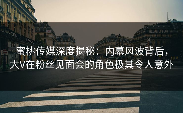 蜜桃传媒深度揭秘：内幕风波背后，大V在粉丝见面会的角色极其令人意外