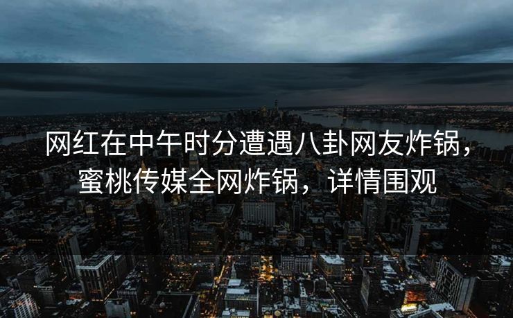 网红在中午时分遭遇八卦网友炸锅，蜜桃传媒全网炸锅，详情围观