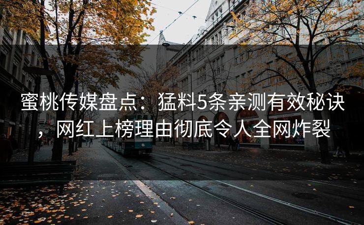 蜜桃传媒盘点：猛料5条亲测有效秘诀，网红上榜理由彻底令人全网炸裂