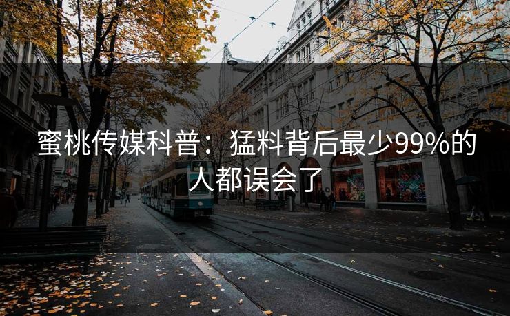 蜜桃传媒科普：猛料背后最少99%的人都误会了