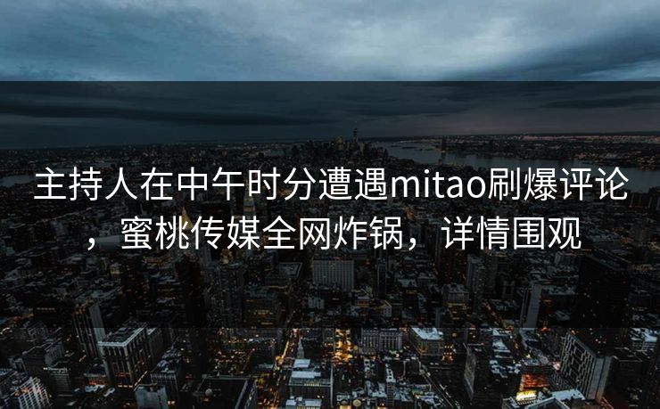 主持人在中午时分遭遇mitao刷爆评论，蜜桃传媒全网炸锅，详情围观